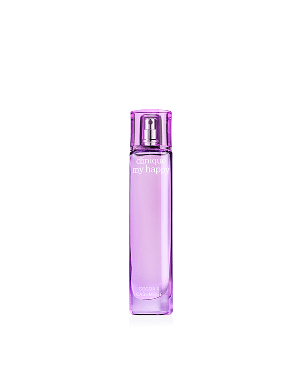 Perfume Clinique My Happy™ Cocoa & Cashmere, Uma bruma perfumada com aroma ambarado.<br><br>