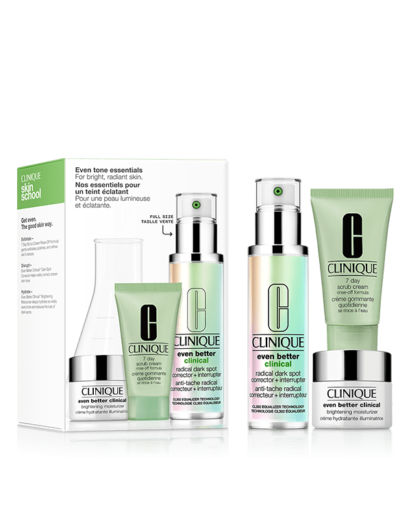 Kit Facial Uniformizador Even Better Clinical™, 3 especialistas em skincare para proporcionar uma pele uniformizada e radiante.